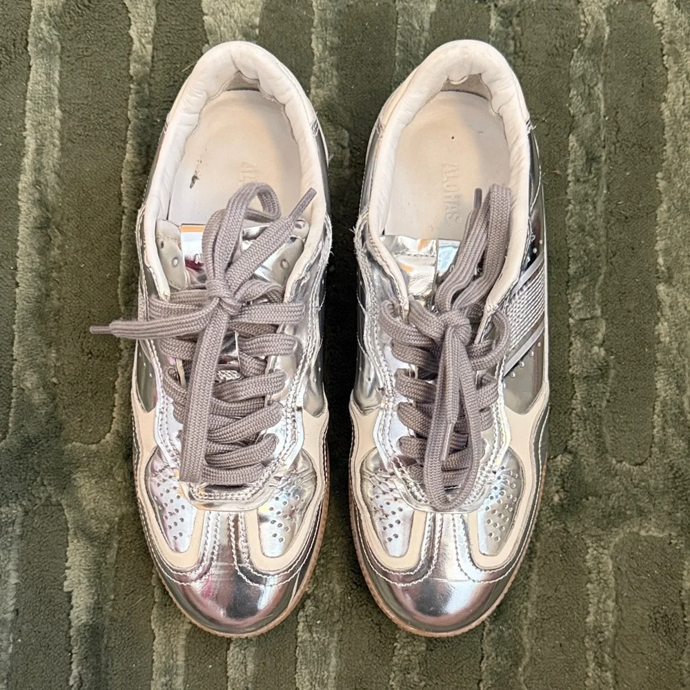 Alohas | 490 Leather Sneakers | Silver Sneakers - Picture 2 of 4